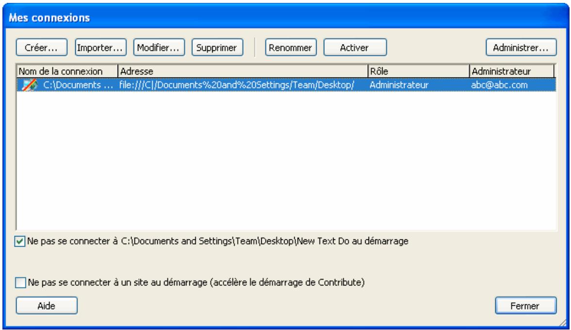ADOBE CONTRIBUTE CS3 - Pour creer une connexion à un serveur de blog : - 1