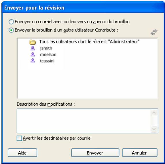 ADOBE CONTRIBUTE CS3 - Pour envoyer un brouillon à des fins de révision : - 1