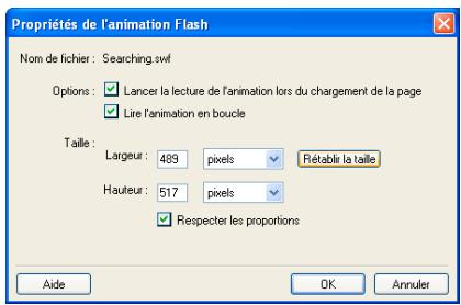 ADOBE CONTRIBUTE CS3 - Pour définiir les propriétés d'une animation Flash : - 1