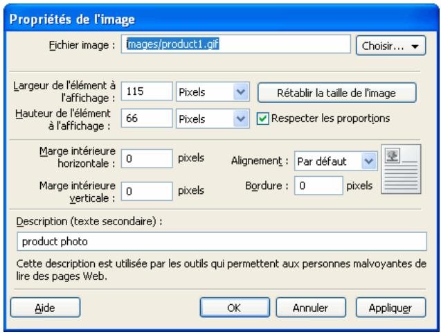 ADOBE CONTRIBUTE CS3 - Pour modifier les propriétés d'une image : - 1