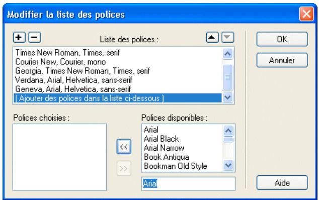 ADOBE CONTRIBUTE CS3 - Pour modifier la liste des polices : - 1