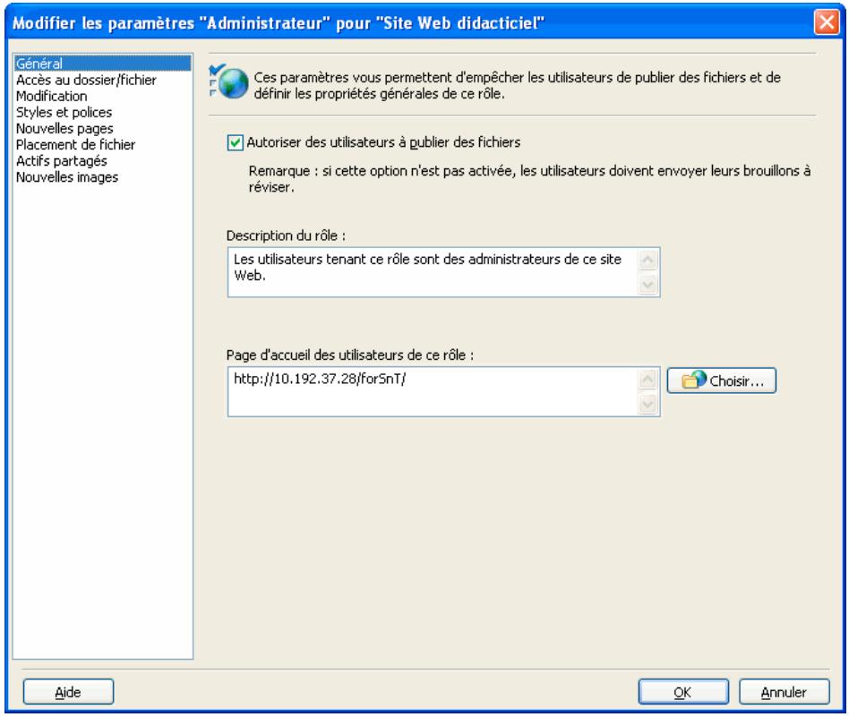 ADOBE CONTRIBUTE CS3 - Définition des paramètres de role généraux - 1