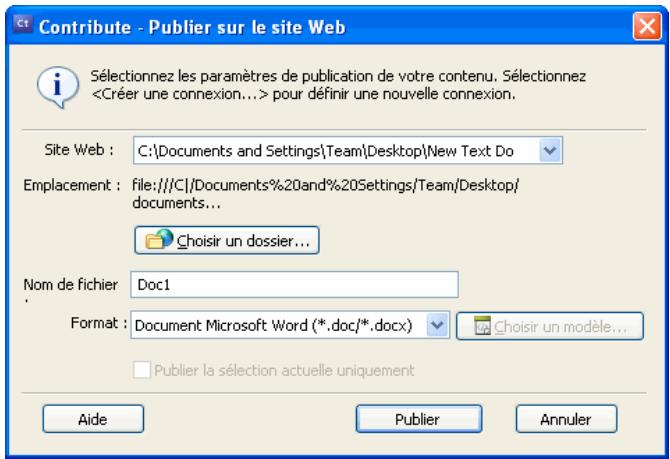 ADOBE CONTRIBUTE CS3 - Pour publier un document Microsoft Office sur votre site Web : - 1