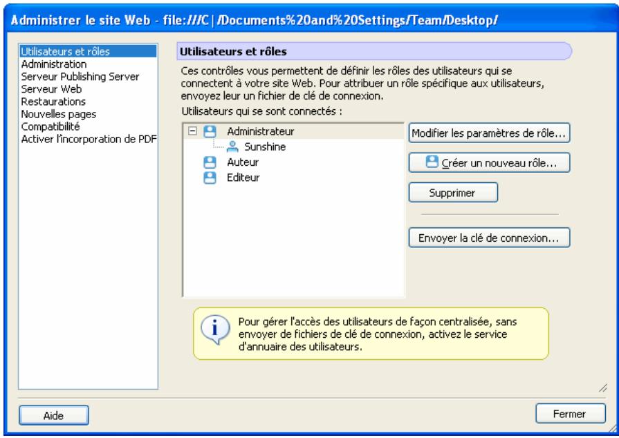 ADOBE CONTRIBUTE CS3 - Pour creer un role : - 1