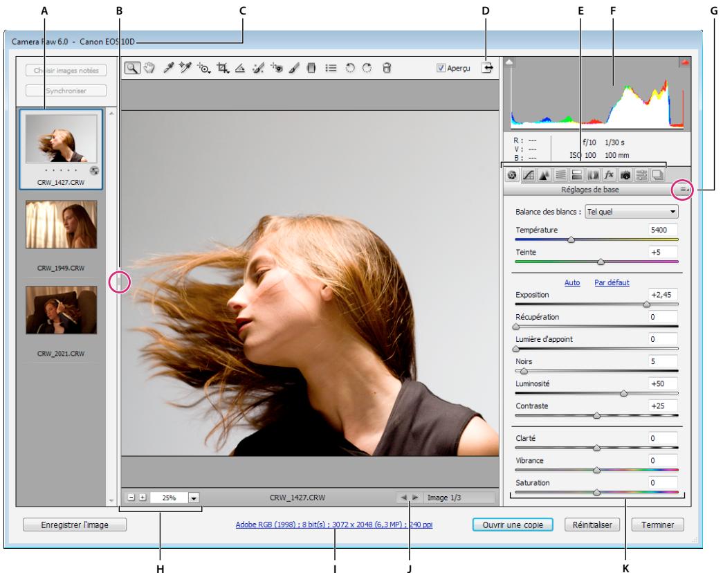 ADOBE CREATIVE SUITE CS5 - Présentation de la boîte de dialogue Camera Raw - 1