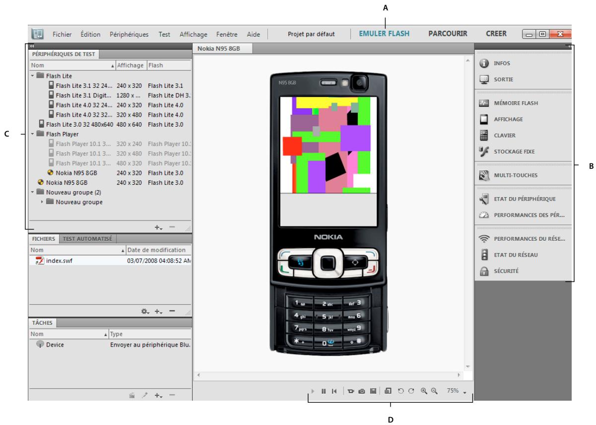 ADOBE DEVICE CENTRAL CS5 - Espace de travail Emuler - 1
