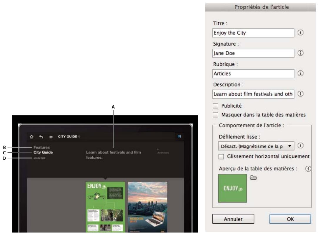 ADOBE DIGITAL PUBLISHING SUITE - Modification des propriétés de l'article - 1