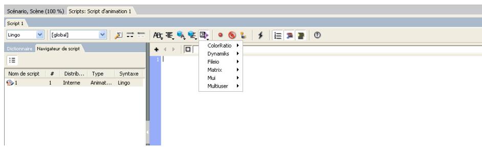 ADOBE DIRECTOR 11 - Afficher les Xtras de programmation pouvant être ajoutés à votre animation - 1