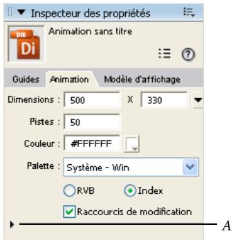 ADOBE DIRECTOR 11 - Afficher un plus ou moins grand nombre d'informations dans l'Inspecteur des propriétés - 1