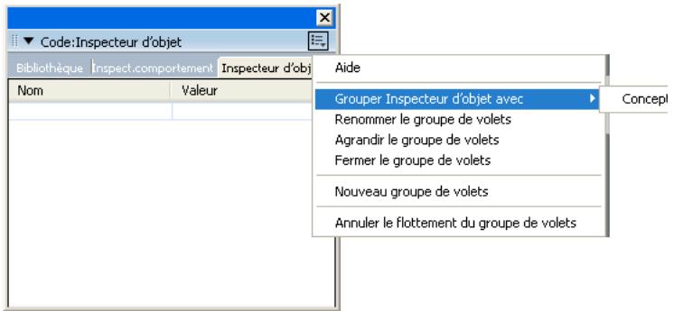 ADOBE DIRECTOR 11 - Placer un panneau dans un groupe de volets différent - 1
