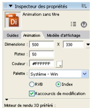 ADOBE DIRECTOR 11 - Définition des propriétés d'une animation - 1