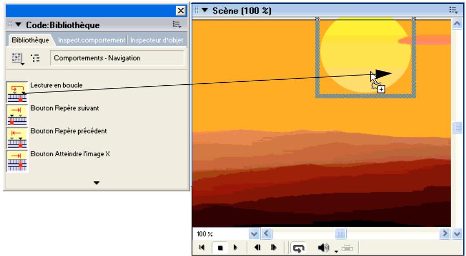 ADOBE DIRECTOR 11 - Associer un comportement à une image-objet ou à une image à l'aide de la Palette des bibliothèques - 2