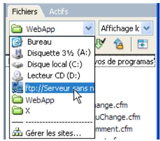 ADOBE DREAMWEAVER CS3 - Ouverture d'un dossier sur un serveur FTP ou RDS distant - 1