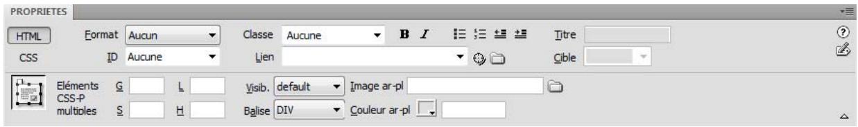 ADOBE DREAMWEAVER CS5 - Affichage et définition des propriétés pour plusieurs éléments PA - 1