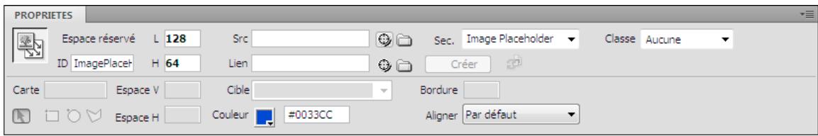 ADOBE DREAMWEAVER CS5 - Définition des propriétés de l'espace réservé pour l'image - 1
