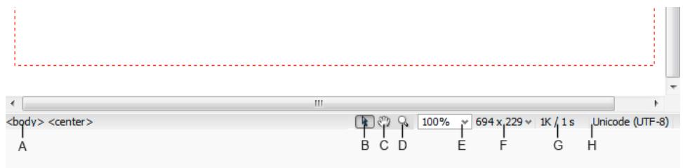 ADOBE DREAMWEAVER CS5 - Présentation de la barre d'etat - 1