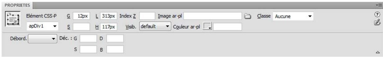 ADOBE DREAMWEAVER CS5 - Affichage ou définition des propriétés pour un seul élément PA - 1