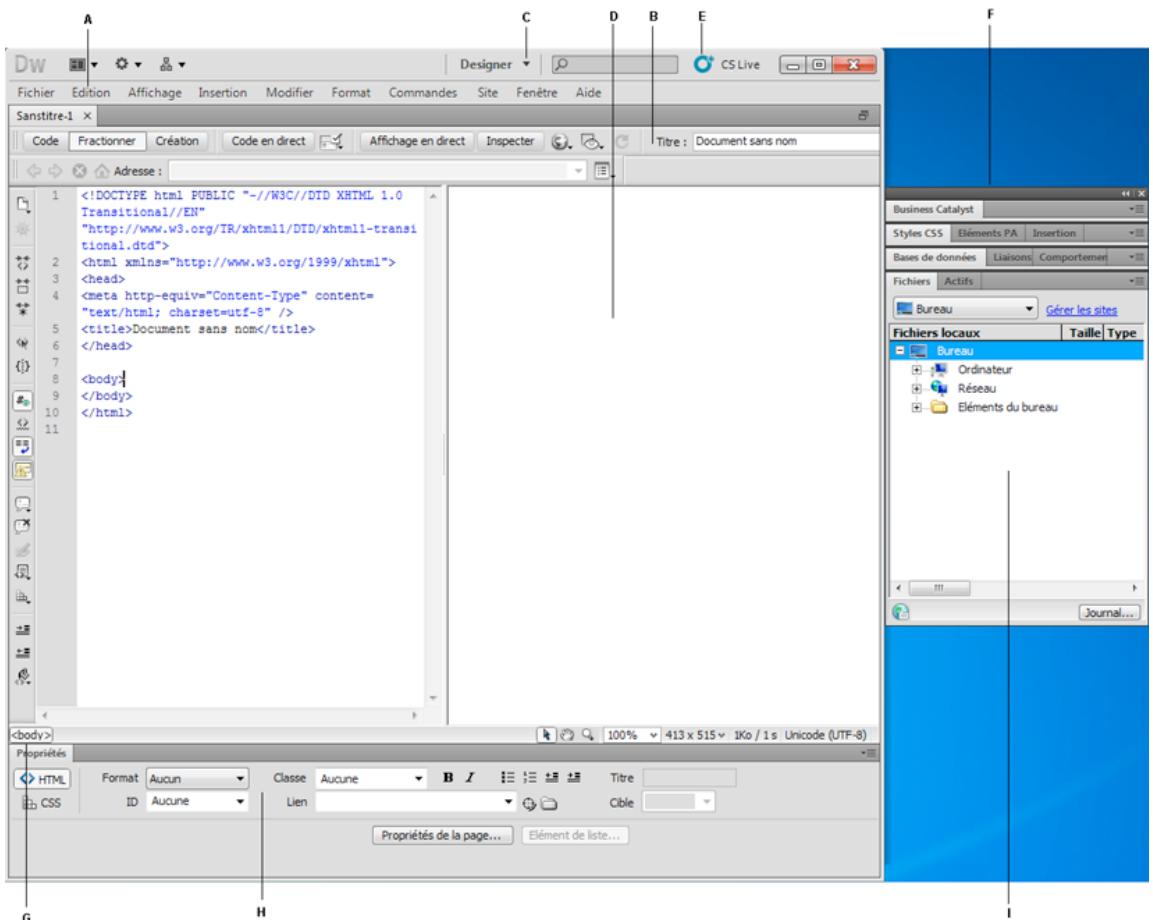 ADOBE DREAMWEAVER CS5 - Vue d'ensemble de la presentation de l'espace de travail - 2