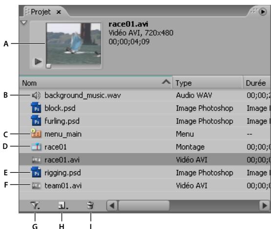 ADOBE ENCORE CS4 - A propos du panneau Projet - 1