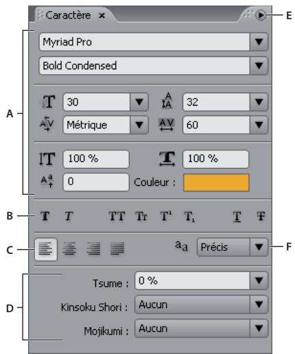 ADOBE ENCORE CS4 - Présentation du panneau Caractère - 1