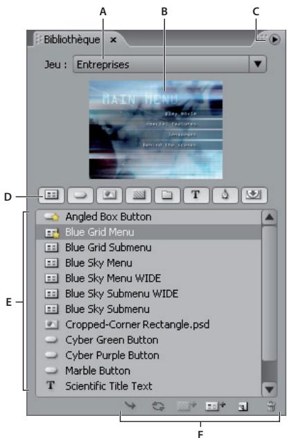 ADOBE ENCORE CS4 - Présentation du panneau Bibliothèque - 1