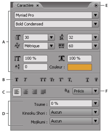 ADOBE ENCORE CS5 - Présentation du panneau Caractère - 1