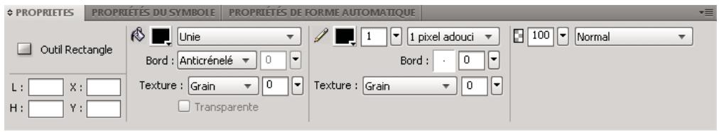 ADOBE FIREWORKS CS5 - Développement ou réduction de l'inspecteur Propriétés - 1