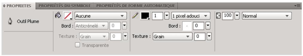 ADOBE FIREWORKS CS5 - Affichage des options de l'outil dans l'inspecteur des propriétés - 1