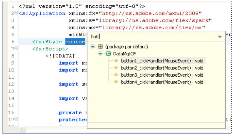 ADOBE FLASH BUILDER 4.7 - Utilisation de la vue Structure rapide de l'éditeur - 2