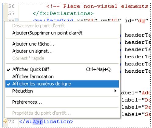 ADOBE FLASH BUILDER 4.7 - Affichage des numéros de ligne - 1