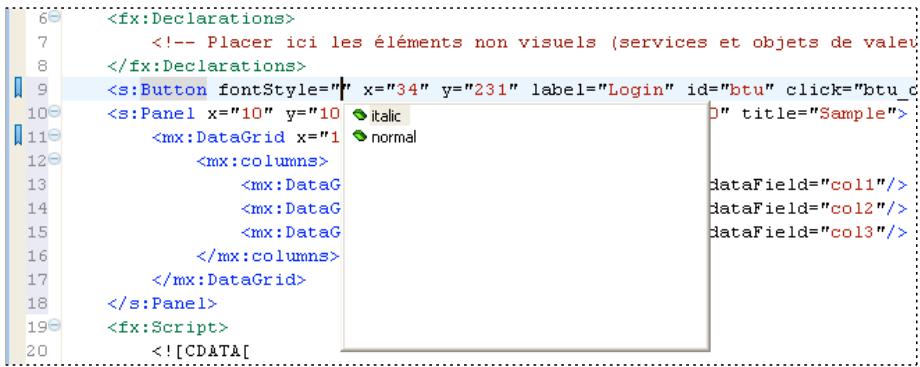 ADOBE FLASH BUILDER 4.7 - Assistant de contenu, Assistant rapide et Correctif rapide - 2
