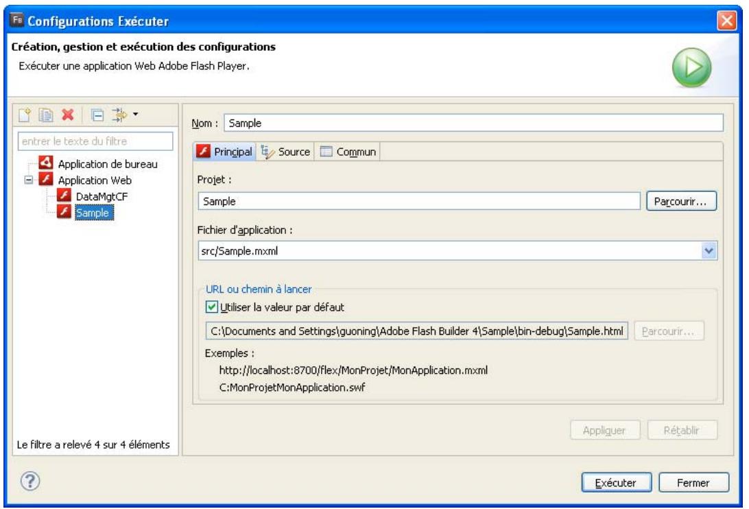 ADOBE FLASH BUILDER 4.7 - Création ou modification des configurations de lancement pour l'exécution ou le débogage des applications Web - 1
