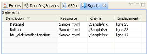 ADOBE FLASH BUILDER 4.7 - Vue Signets - 1
