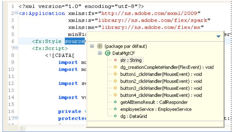 ADOBE FLASH BUILDER 4.7 - Utilisation de la vue Structure rapide de l'éditeur - 1