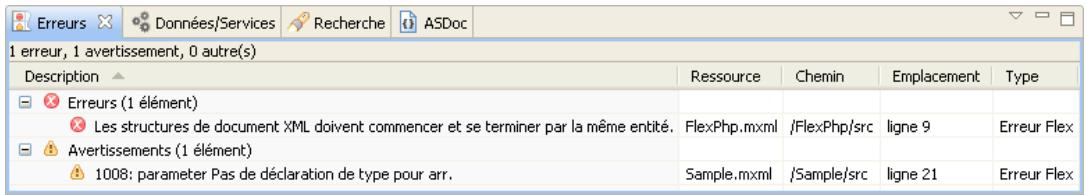 ADOBE FLASH BUILDER 4.7 - Affichage des erreurs de génération dans la vue Erreurs - 1