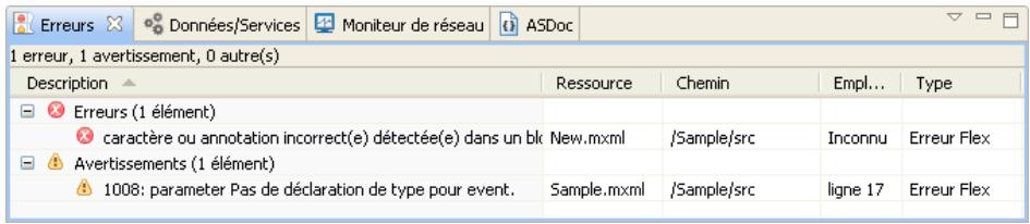 ADOBE FLASH BUILDER 4.7 - Vue Erreurs - 1