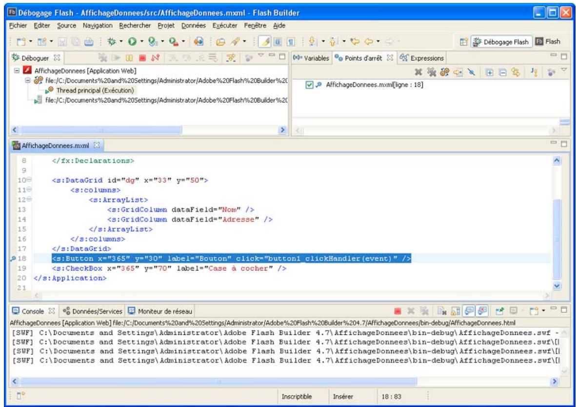 ADOBE FLASH BUILDER 4.7 - Perspective Débogage Flash - 1