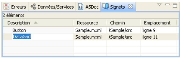 ADOBE FLASH BUILDER 4.7 - Ajout et suppression de signets - 1