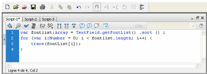ADOBE FLASH CS3 - Présentation de la fenêtre de script - 1