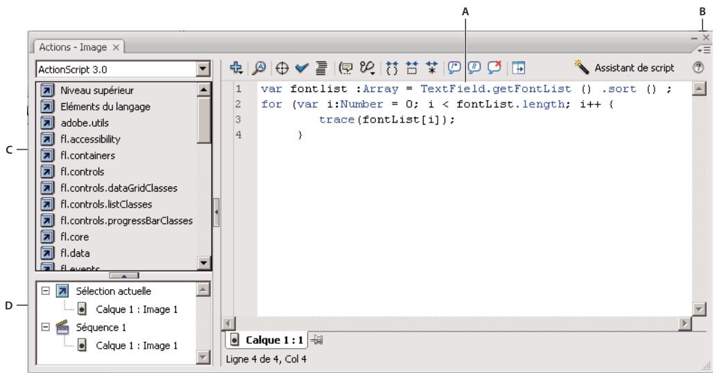 ADOBE FLASH CS3 - Présentation du panneau Actions - 1