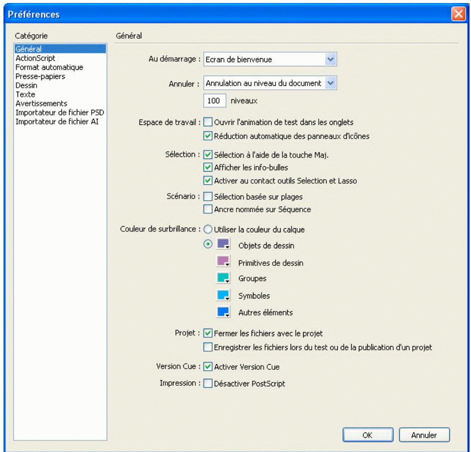 ADOBE FLASH CS3 - Définition des préférences de Flash - 1
