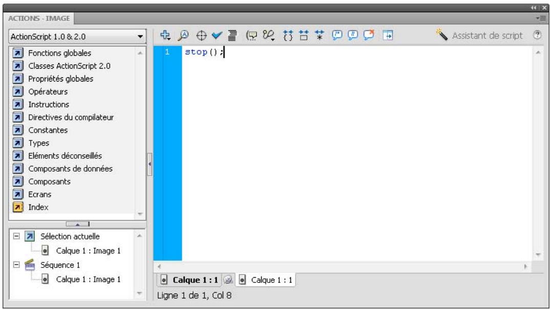 ADOBE FLASH CS4 - Présentation du panneau Actions - 1