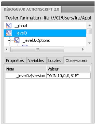 ADOBE FLASH CS4 - Utilisation de la liste d'observation - 2
