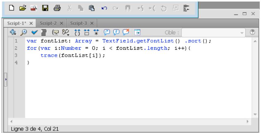 ADOBE FLASH CS4 - Présentation de la fenêtre Script - 1
