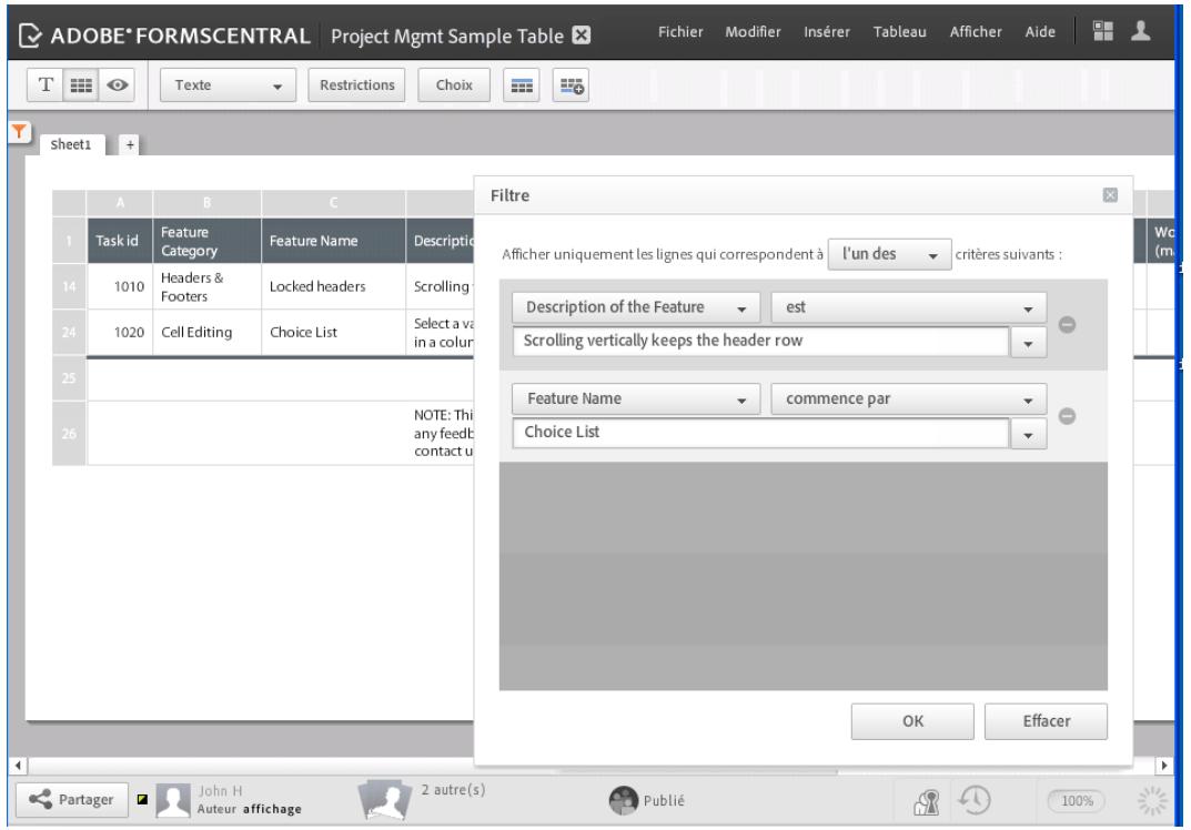 ADOBE FORMSCENTRAL - Tri et filtrage des données - 1