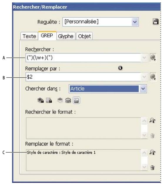 ADOBE INCOPY CS3 - Exemple 1 : recherche de texte entre guillemets - 1