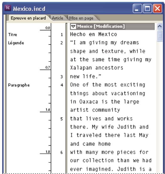 ADOBE INCOPY CS3 - Présentation des modes Epreuve en placard, Article et Mise en page - 1