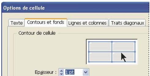 ADOBE INCOPY CS3 - Pour appliquer un contour et un fond à l'aide de la boîte de dialogue Options de cellules - 1