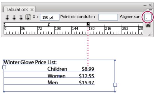 ADOBE INCOPY CS3 - Spécifier des caractères pour les tabulations décimales - 1