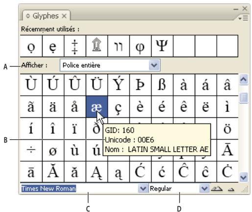 ADOBE INDESIGN CS3 - Présentation du panneau Glyphes - 1